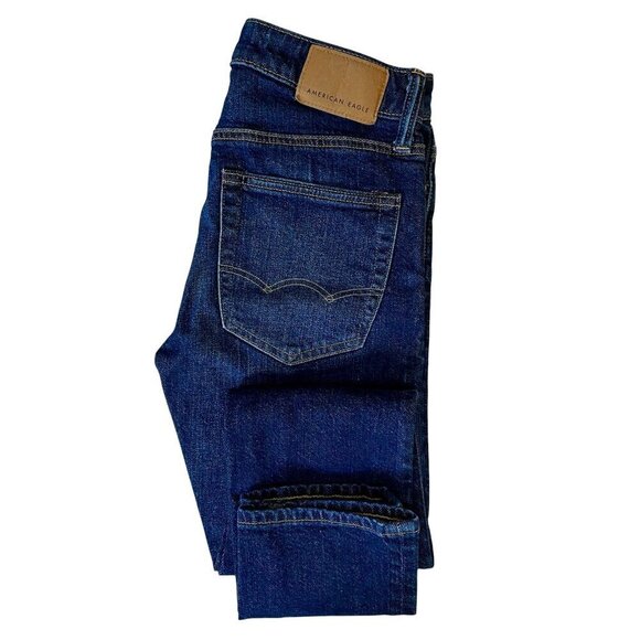 American Eagle Men's Flex Slim Straight Leg Dark Wash Mid Rise Jeans 26X28 NWOT - Picture 1 of 11